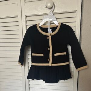 Black and Gold Baby Gap Cardigan with Skort, 6-12 Months